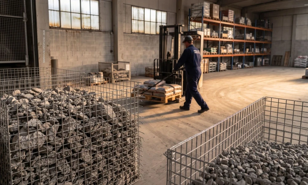 Magazynowanie materiałów sypkich w hali przemysłowej